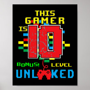 Poster Vídeo Jogo de Camisa do 10º aniversário Desbloquea