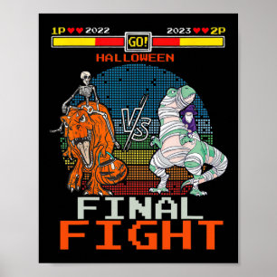Poster Vídeo Jogo Halloween T-rex Skeleton Mummy - Final
