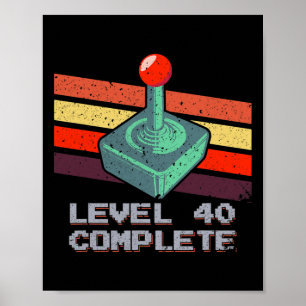 Poster Videos games de aniversário de 40 anos de nível 40