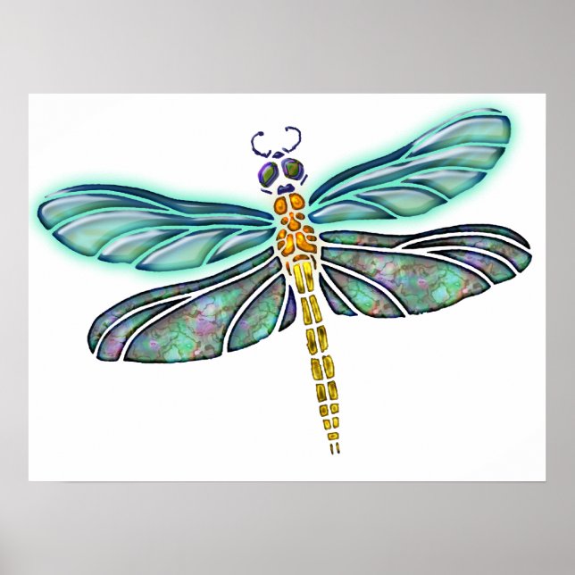 Poster Vidro Abalone & Dragonfly (Frente)