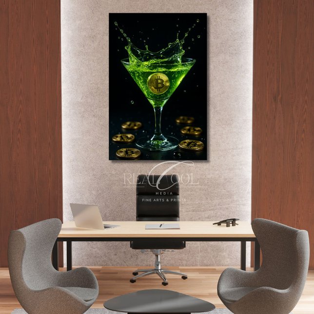 Poster Vidro Apple Martini com Arte Bitmoney Flutuante (Criador carregado)