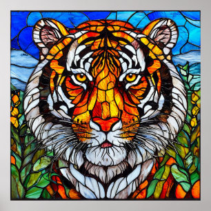 Poster Vidro colorido de tigre