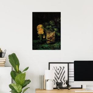 Póster Vidro com Rosas por Vincent van Gogh