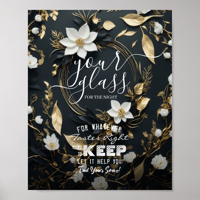 Poster Vidro De Casamento Para A Noite Encontre Seu Lugar (Frente)