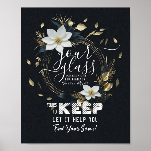 Poster Vidro De Casamento Para A Noite Encontre Seu Lugar (Frente)