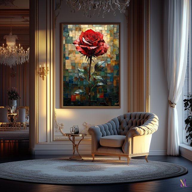 Poster Vidro de Cor Rosa Vermelha de Elegância (Criador carregado)
