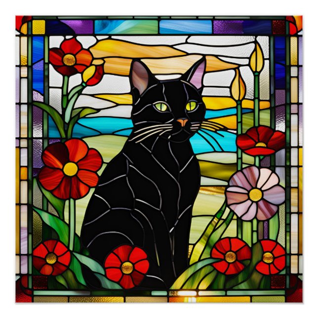 Póster Vidro de Gato Negro (Frente)