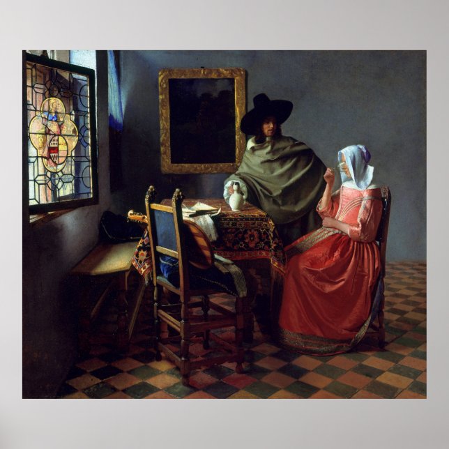 Poster Vidro de Johannes Vermeer, Grande (Frente)