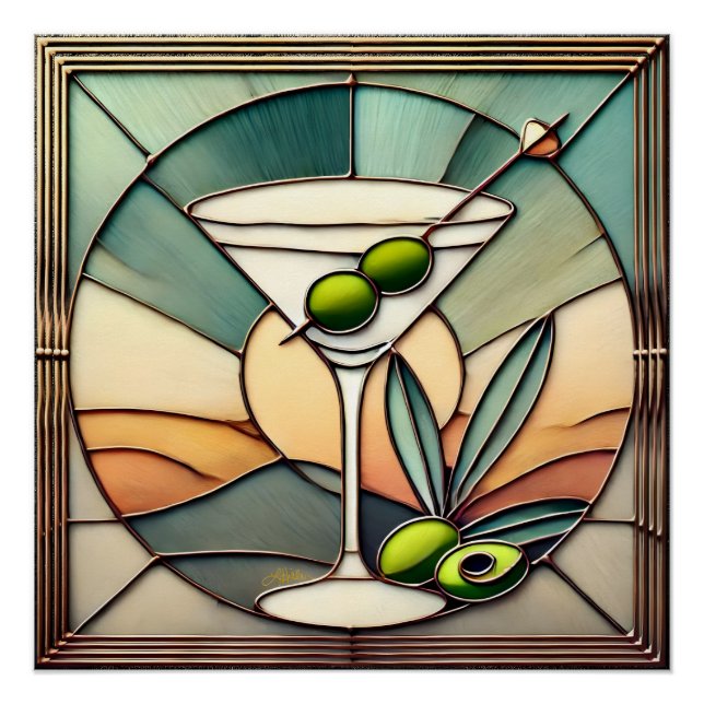Póster Vidro De meio século 2 Olive Martini (Frente)