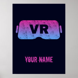 Poster Vidro de Vídeo Vintage Gamer HMD Realidade Virtual