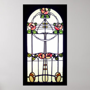 Poster Vidro escondido olhar art nouveau janela floral
