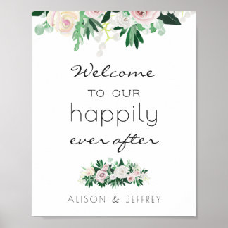 Poster Vidro Floral Verde Feliz Após Casamento