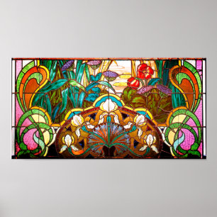 Poster Vidro manchado art nouveau