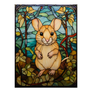 Póster Vidro Manchado de Gerbil Fofo