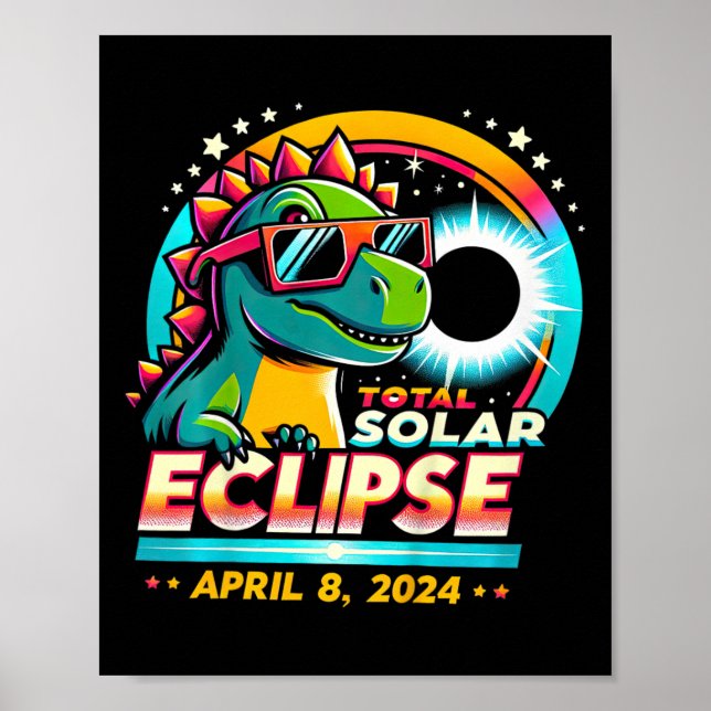 Poster Vidro Solar Total Eclipse Solar 2024 T-rex Vestind (Frente)