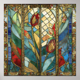 Poster Vidro Vermelho Chefe Poppies no nascer do Sol