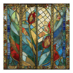 Póster Vidro Vermelho Chefe Poppies no nascer do Sol