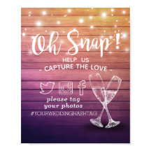 Vidros de champanhe de hashtag de decoração de cas