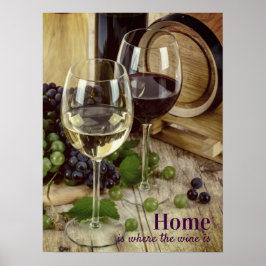 Poster Vidros de vinho, de uvas, de barril, russos, de vi