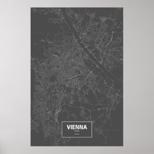Póster Viena, Áustria (branco a preto)