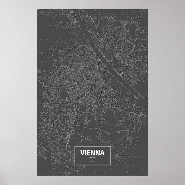 Póster Viena, Áustria (branco a preto) (Frente)