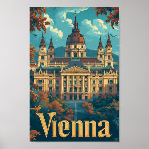 Poster Viena Áustria Ilustração de Viagem de Arte Vintage