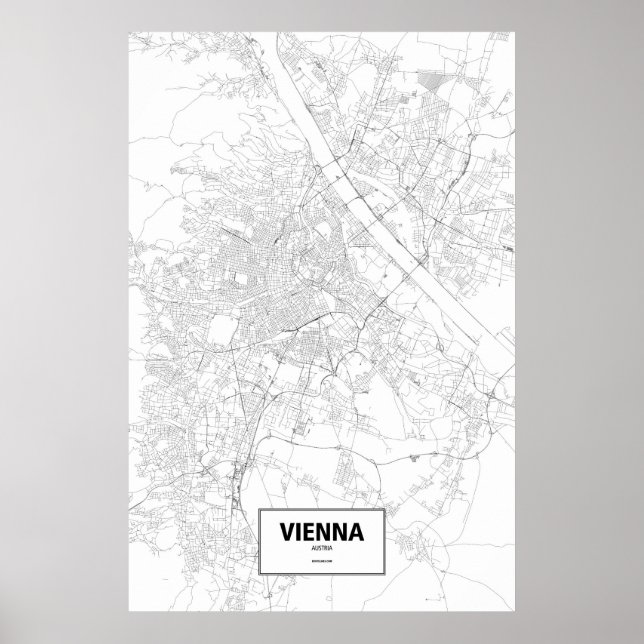 Poster Viena, Áustria (preto no branco) (Frente)