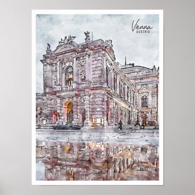 Poster Viena, Áustria, viagens vintage (Frente)