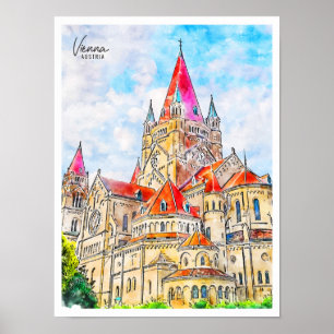 Poster Viena, Áustria, viagens vintage