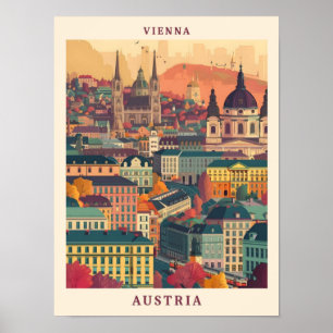 Poster Viena, Áustria, Viagens vintage Elegante de Arte