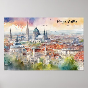 Poster Viena Áustria — Visão Panorama de Pintura por Aqua