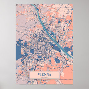 Poster Viena - Mapa da cidade de Breezy na Áustria 