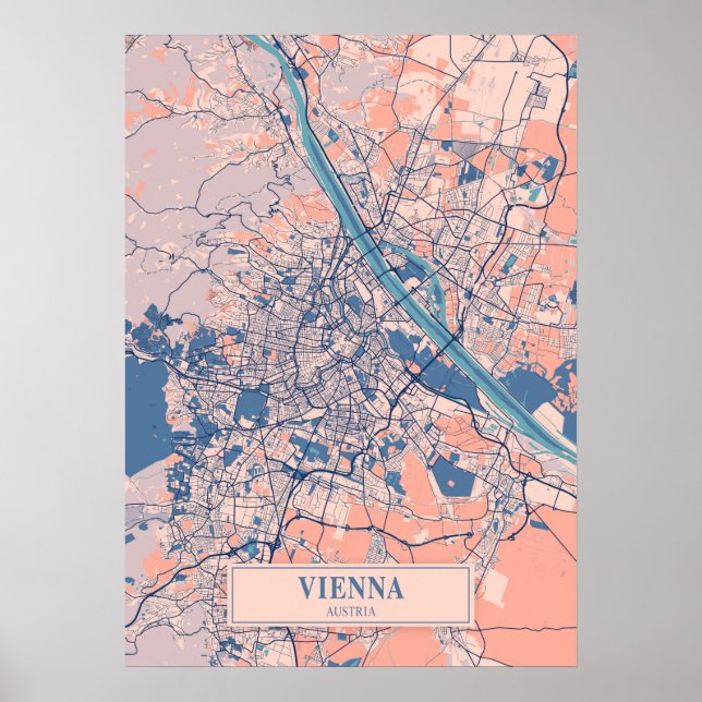 Poster Viena - Mapa da cidade de Breezy na Áustria (Frente)
