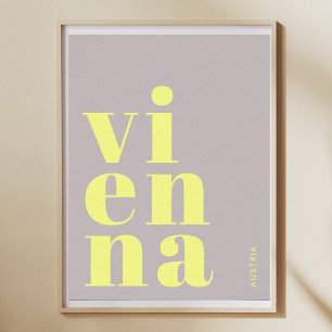 Poster Viena Wien Áustria tipografia amarelo Cartaz