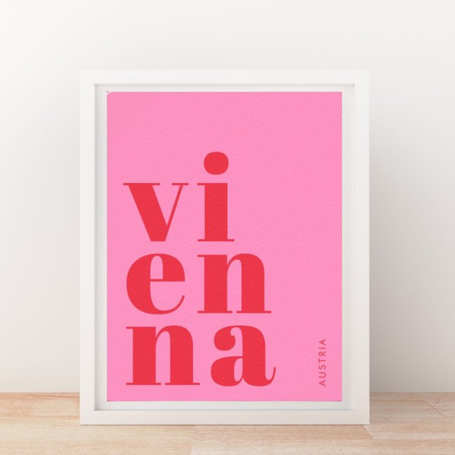 Poster Viena Wien Áustria tipografia rosa Cartaz (Criador carregado)