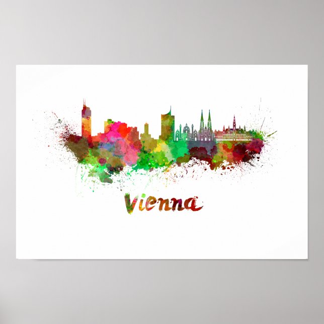 Poster Vienna skyline in watercolor (Frente)