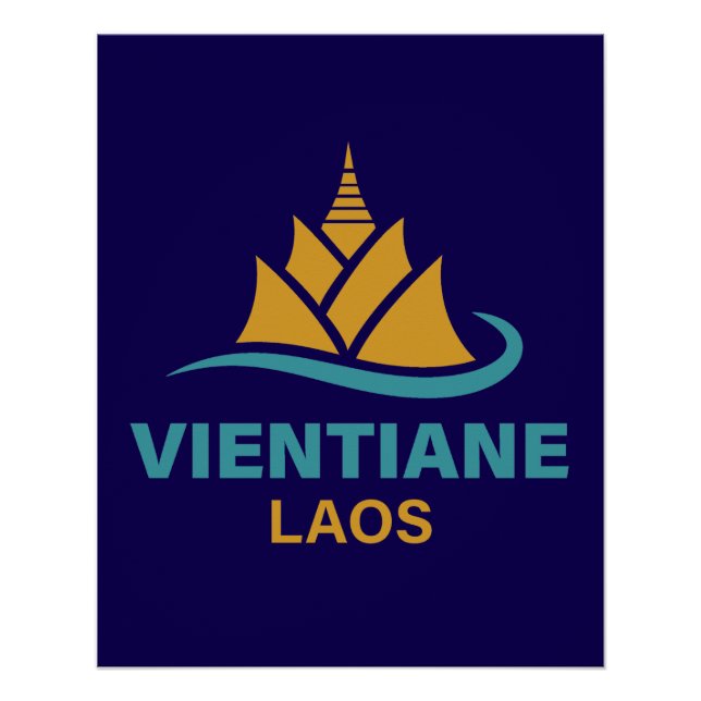 Póster Vientiane Laos Sudeste Asiático (Frente)