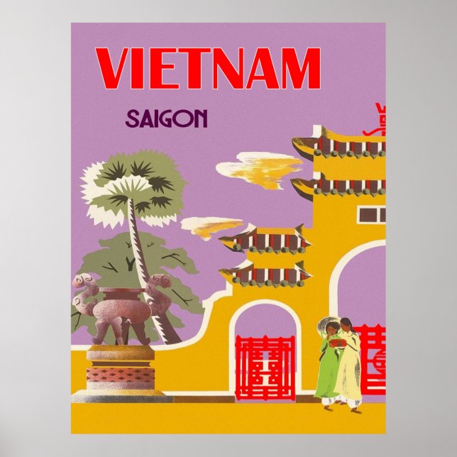 Poster Vietnã, cidade de Saigon, viagens vintage (Frente)