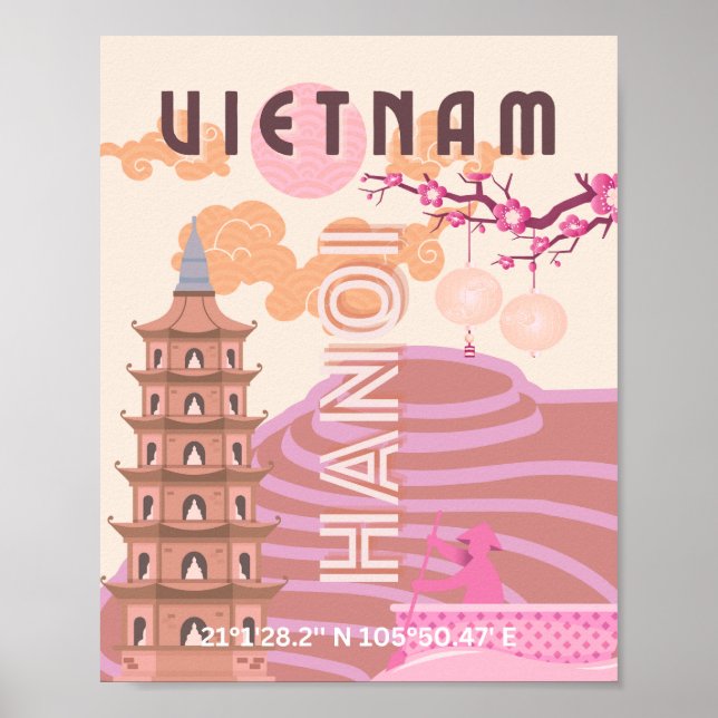 Poster Vietnã Viagem Art, Retro (Frente)