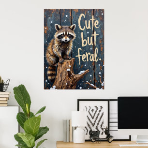 Poster Vigia de inverno: Raccoon no toco