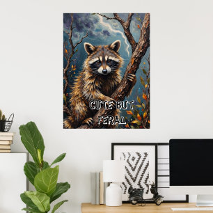 Poster Vigia Florestal: Raccoon em um Limb