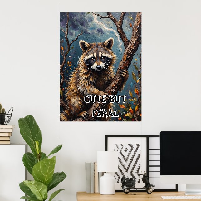 Poster Vigia Florestal: Raccoon em um Limb (Escritório em casa)