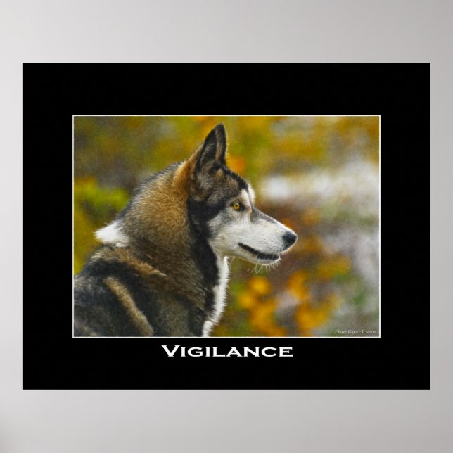 Póster VIGILANCE Cinza Wolf Art (Frente)