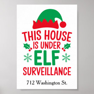 Poster Vigilância do Elf Natal Adicione Seu Endereço Pequ
