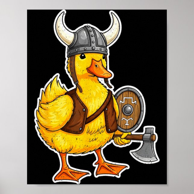 Poster Viking Duck Funny Warrior Design  (Frente)