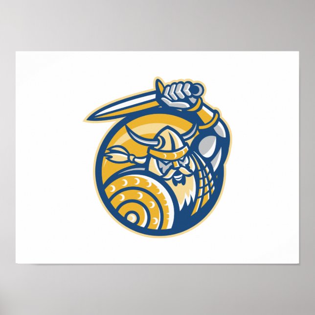 Póster Viking Norse Warrior Com Espada E Blindagem (Frente)