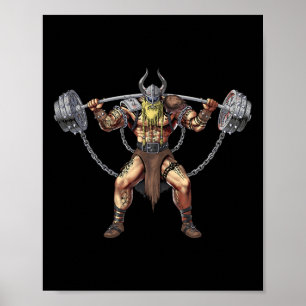 Poster Viking Warrior Bodybuilding Gym Weighmeios