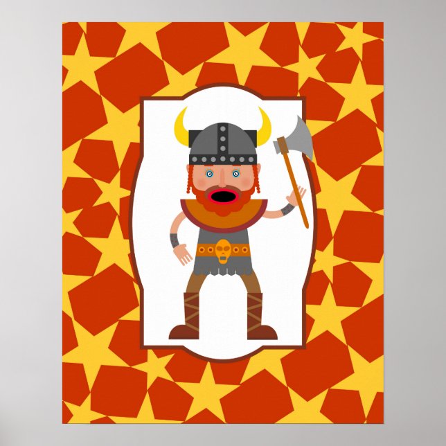 Póster Viking Warrior Boy Festa de aniversário (Frente)