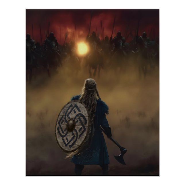 Póster Viking Warrior Enfrenta Perigo (Frente)