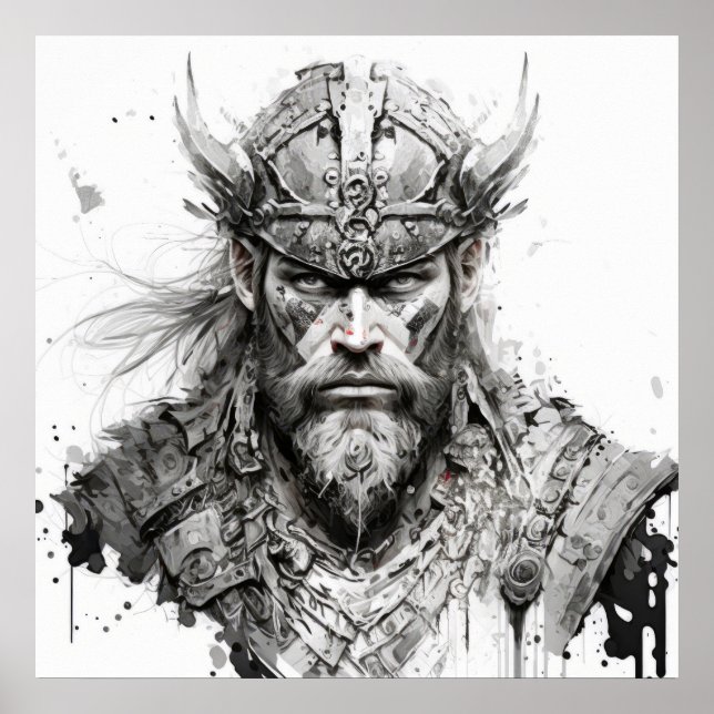 Poster Viking Warrior Portrait Painting Historicamente Du (Frente)